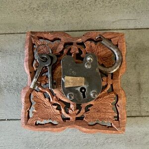 Antique-Style Cast Iron Padlock and Two Keys